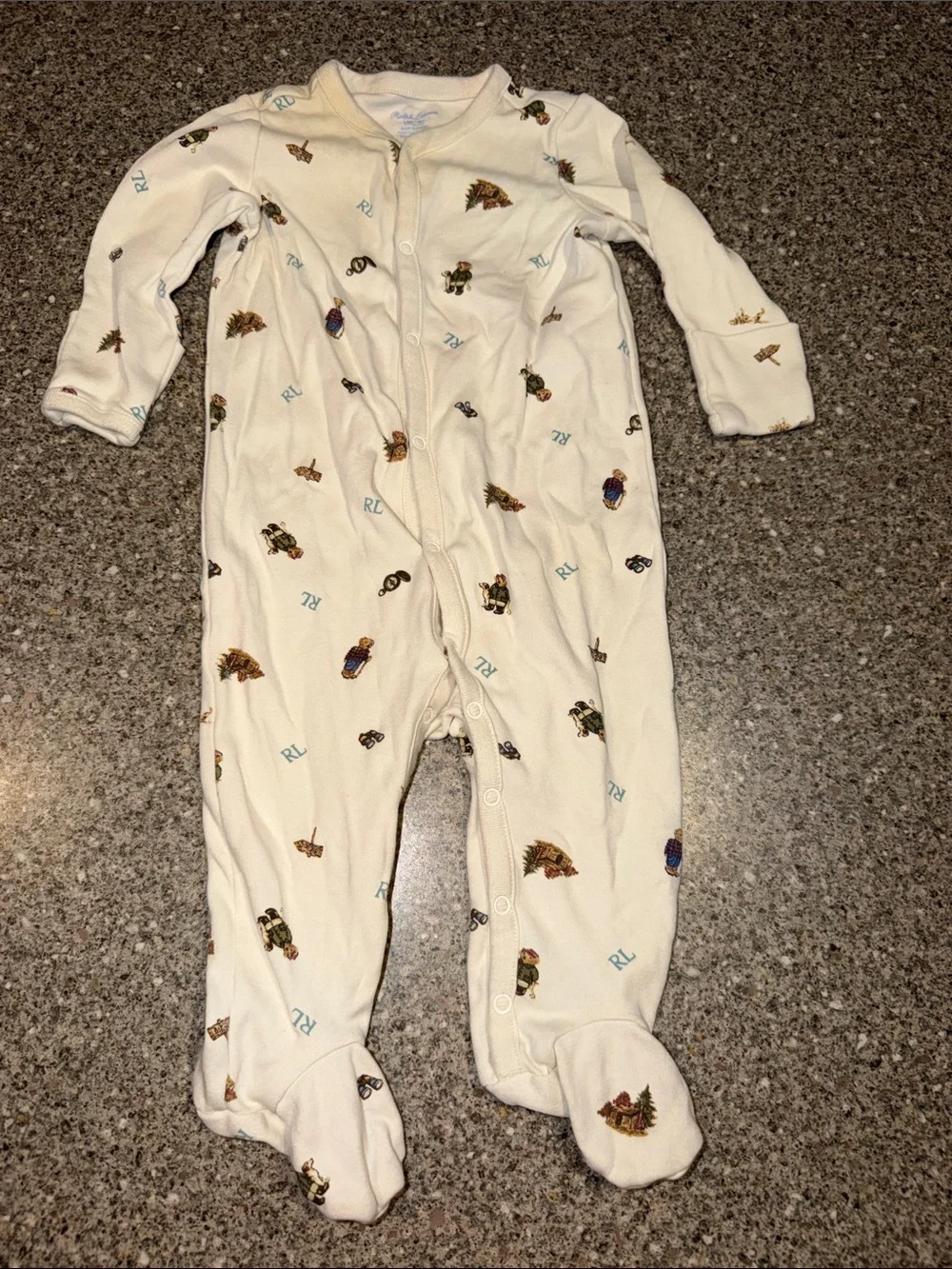 Ralph Lauren Cream Baby One-Piece Footed pajamas